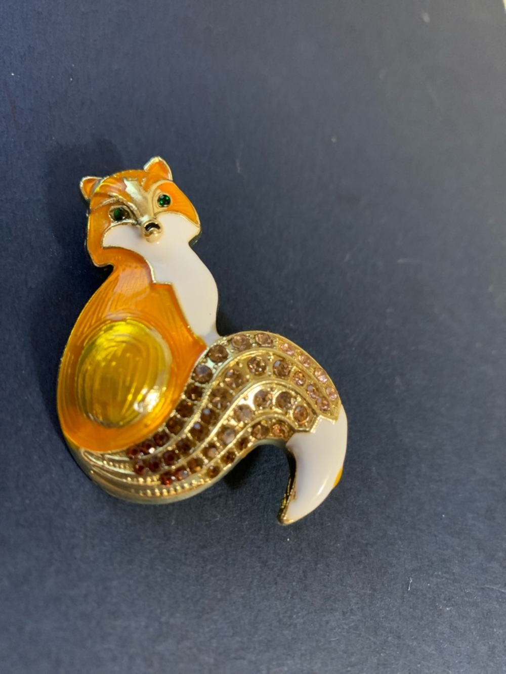 Gold and White Fox Brooch Pin - Elegant Small Pet Jewelry Accent